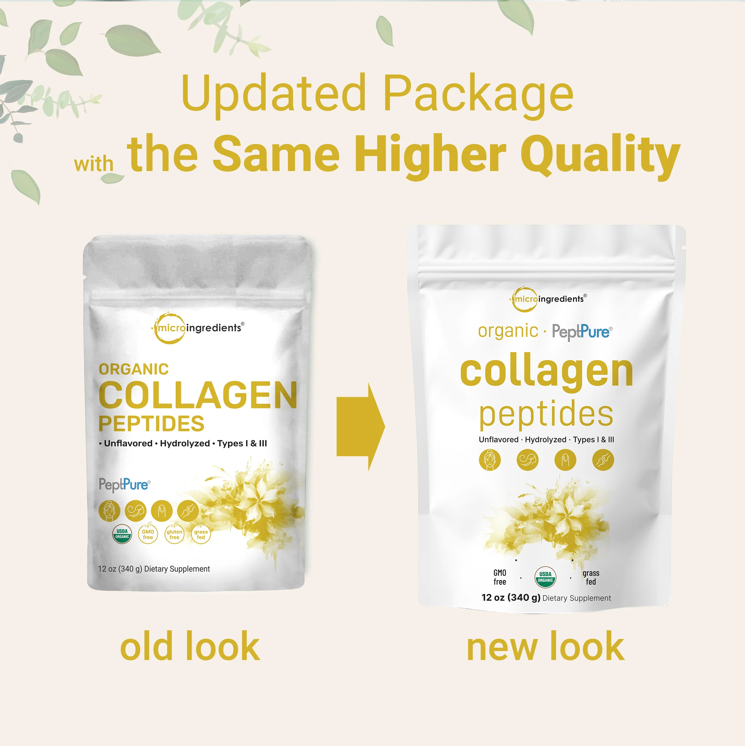 Micro Ingredients Organic Collagen Peptides Powder, 12oz - Image 3
