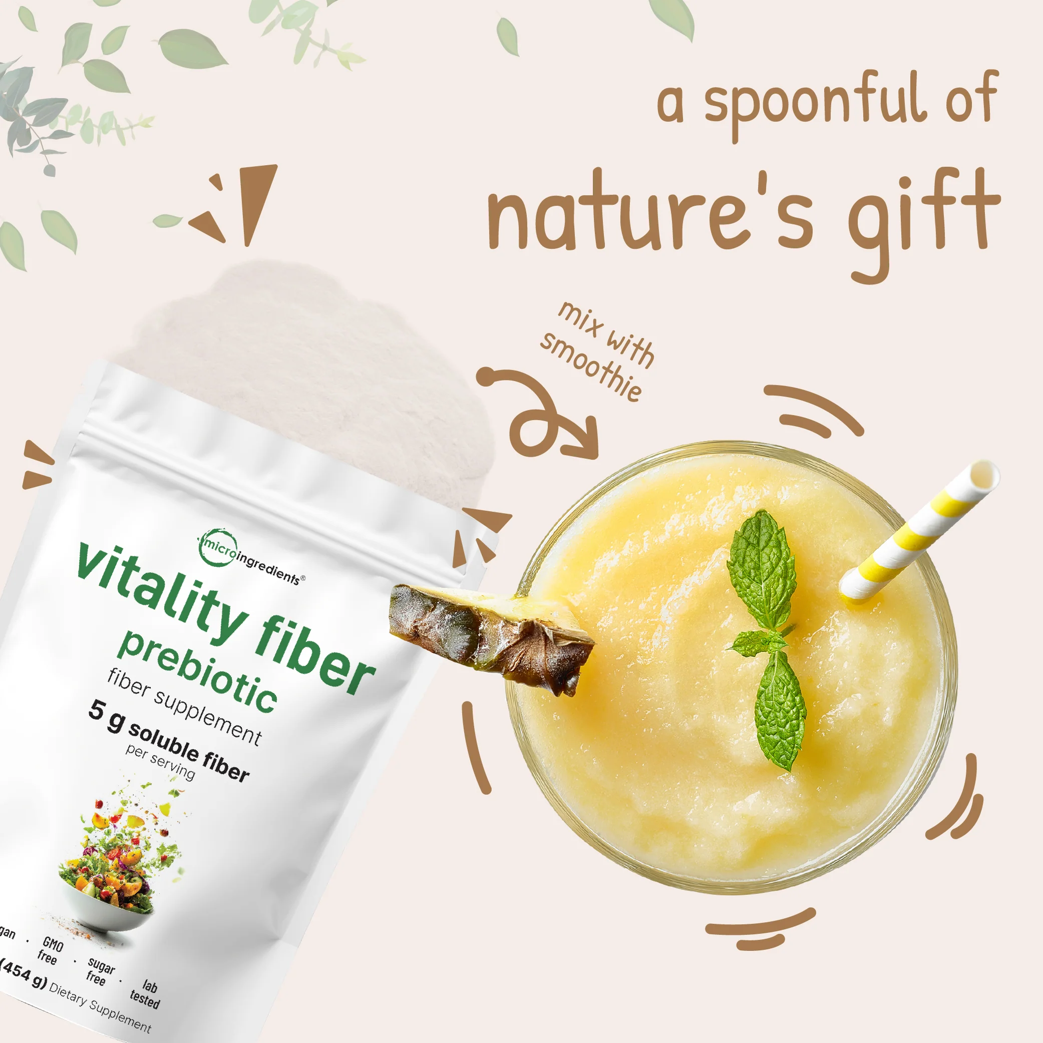 Micro Ingredients Vitality Fiber Supplement, 1lb Powder - Image 5