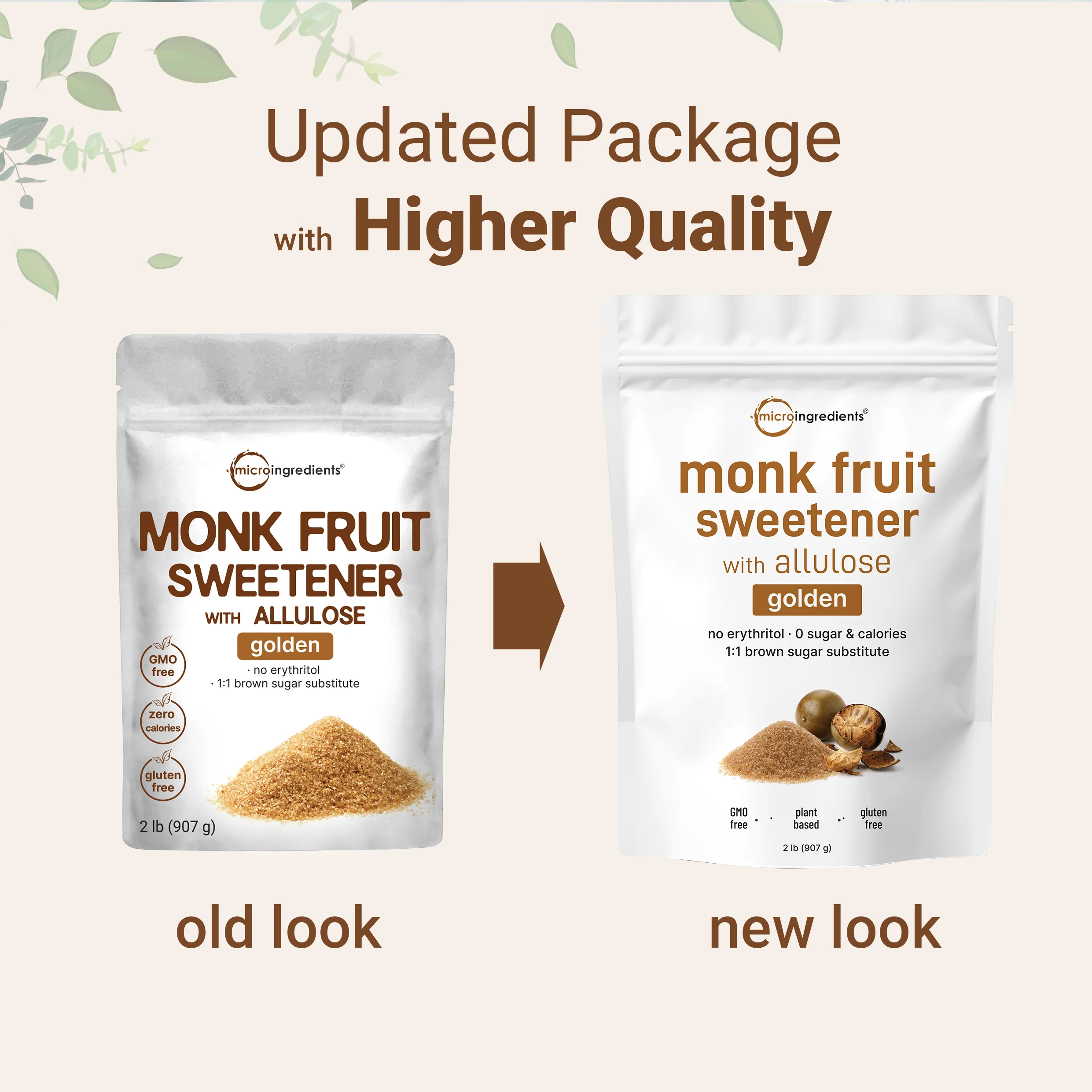 Micro Ingredients Golden Monk Fruit with Allulose Sweetener, 2 Lb – 1:1 Brown Sugar Substitute - Without Erythritol,  Zero Calorie, Great for Drinks, Coffee, Tea, Cookies | Keto, Vegan, Non-GMO - Image 3