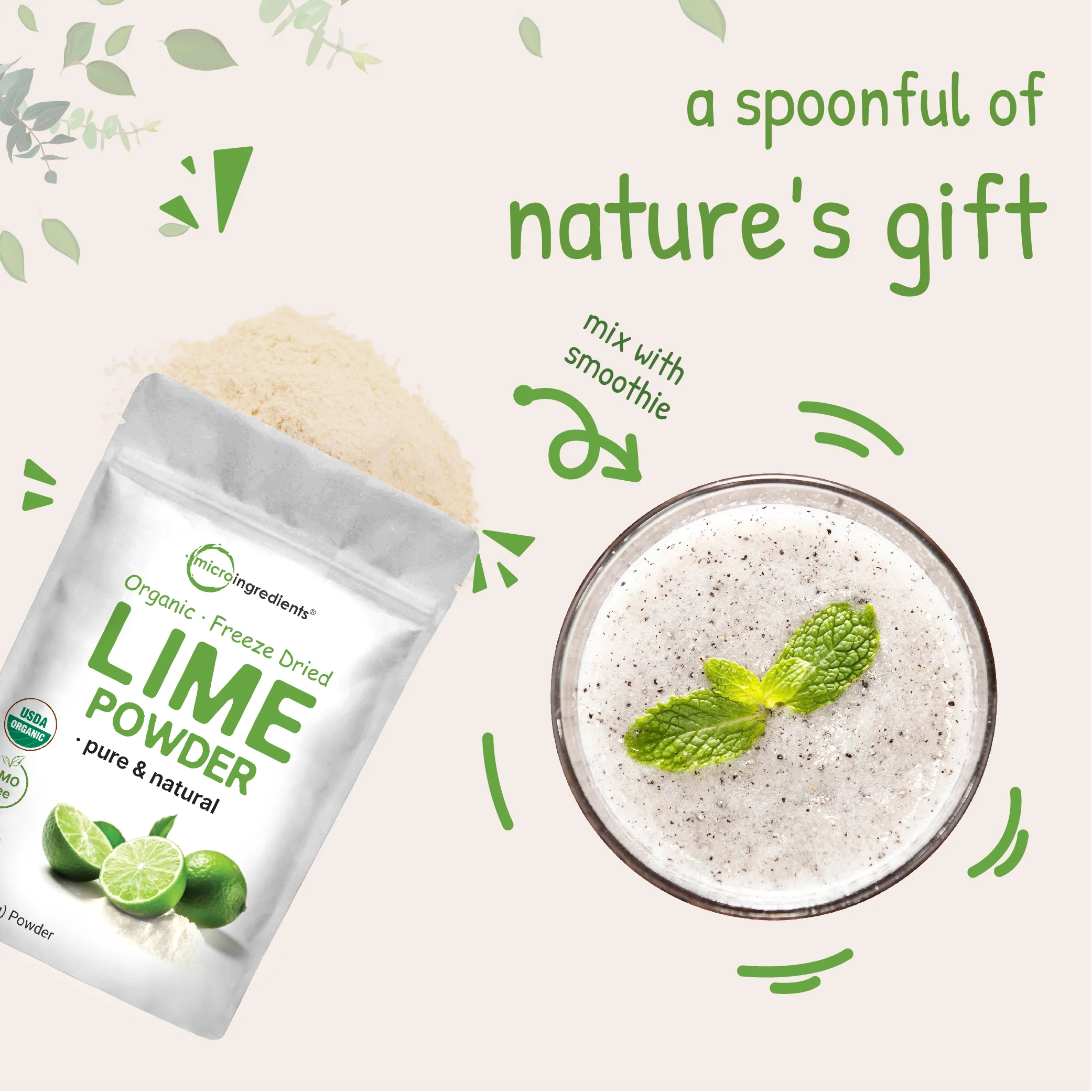 Micro Ingredients Organic Freeze-Dried Lime Powder, 1.5lbs - Image 4