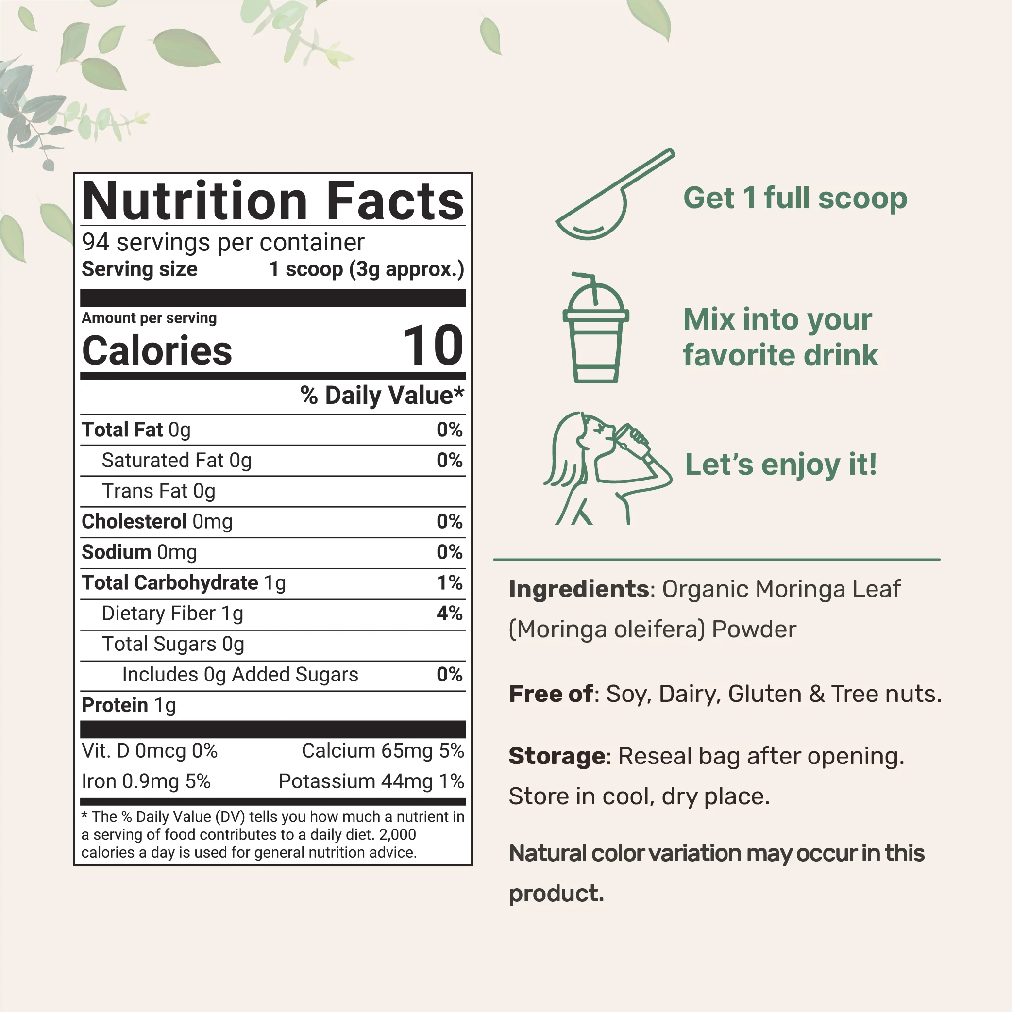 Micro Ingredients Organic Moringa Oleifera Leaf Powder - Image 4