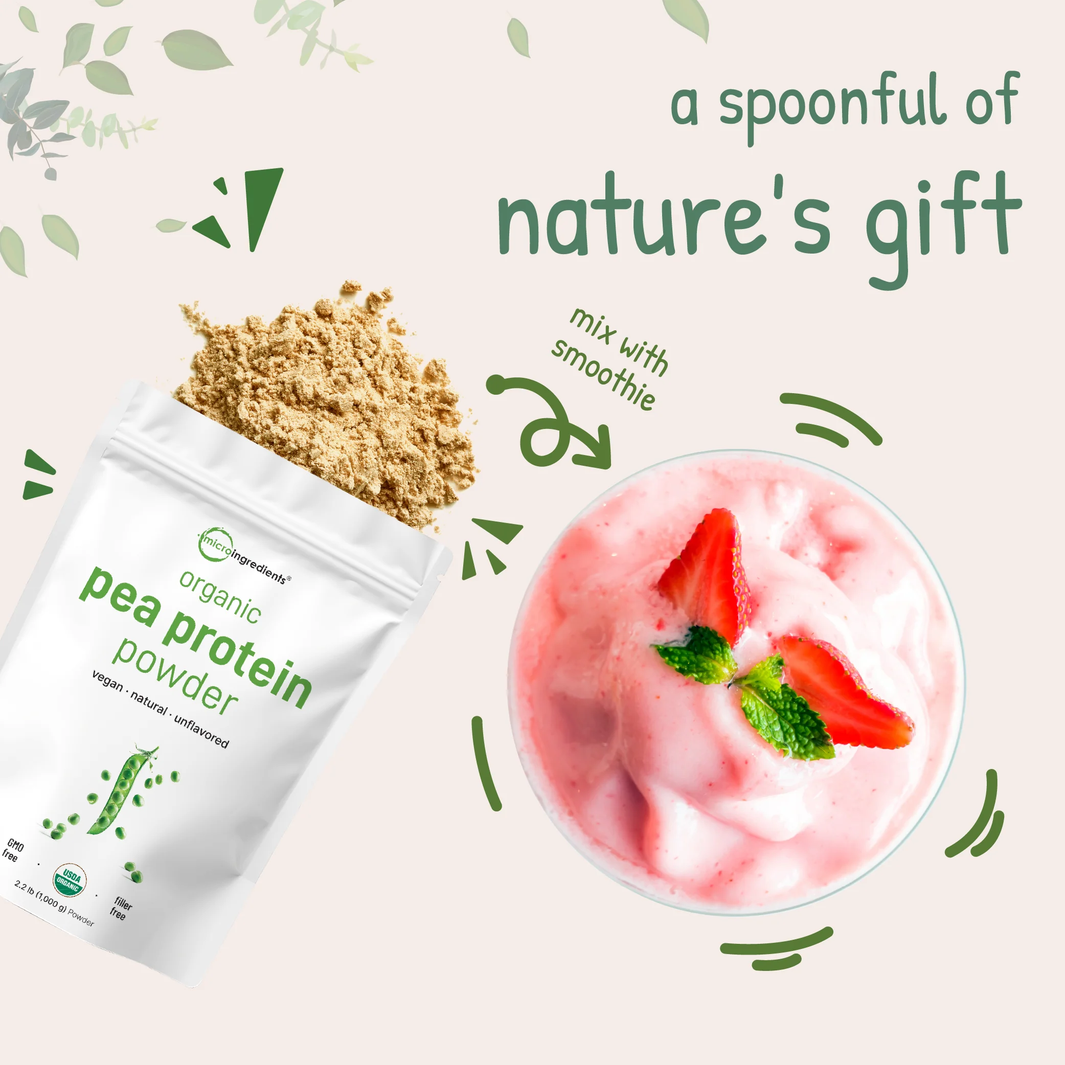 Micro Ingredients Organic Pea Protein Powder 2.2 Pound - Image 6