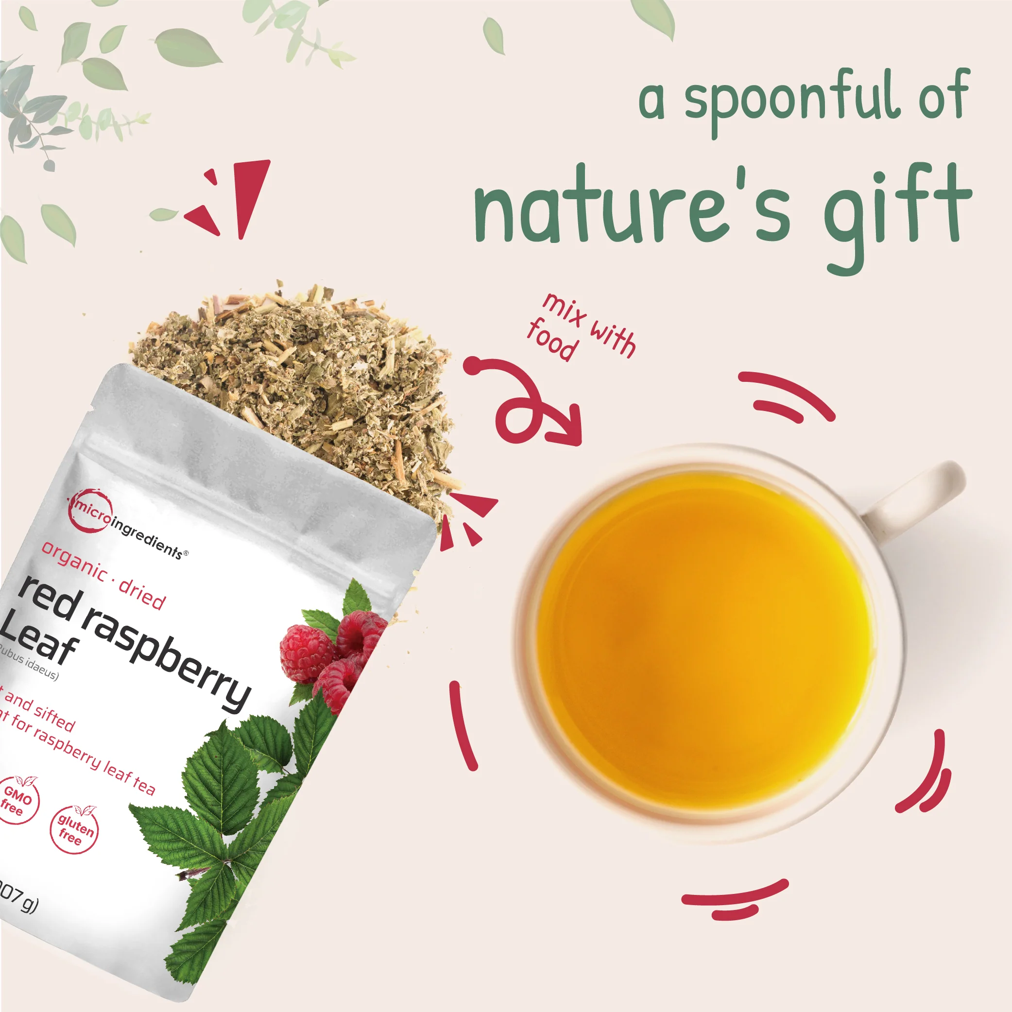 Micro Ingredients Organic Dried Red Raspberry Leaf Tea - Image 5