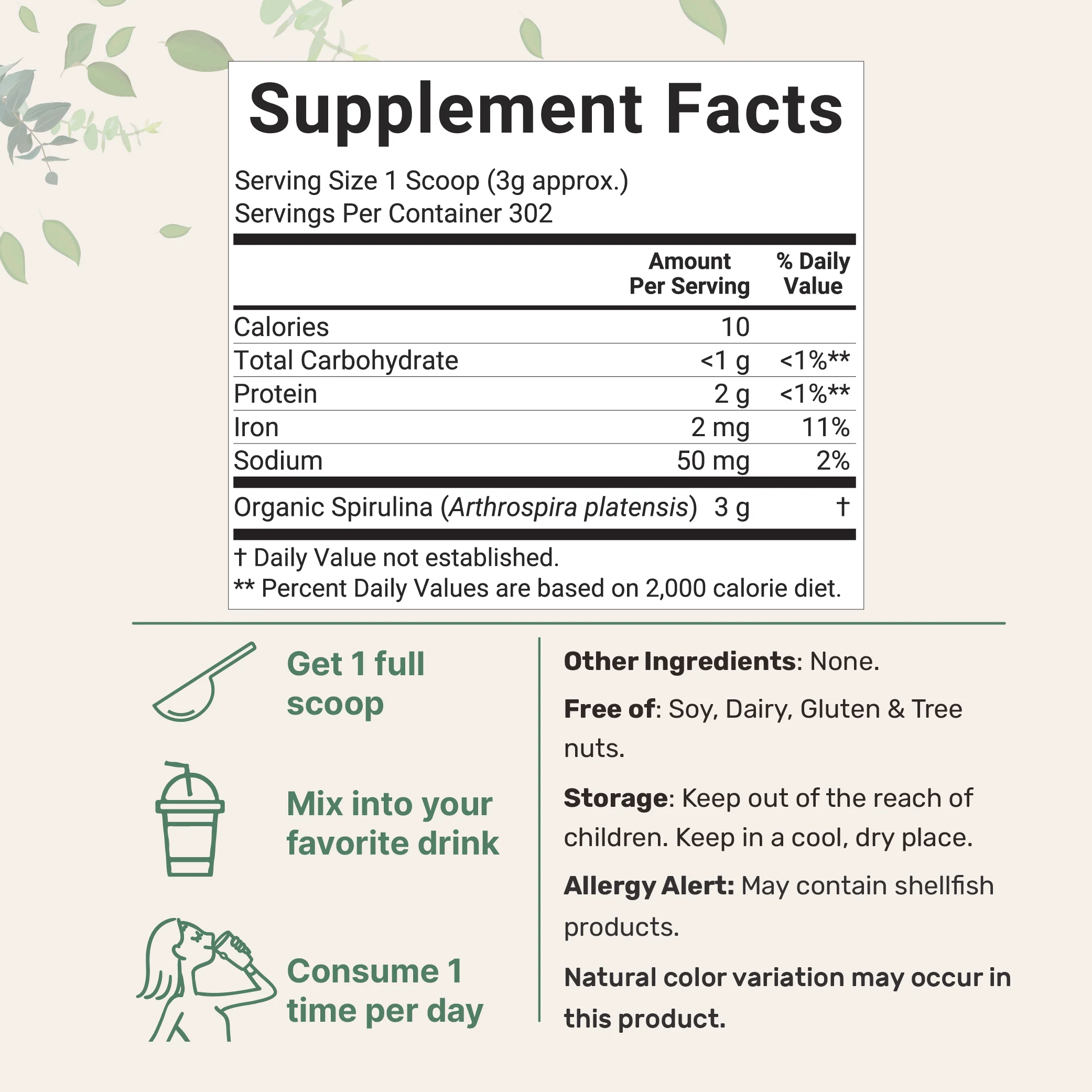Micro Ingredients Organic Spirulina Powder - Image 3
