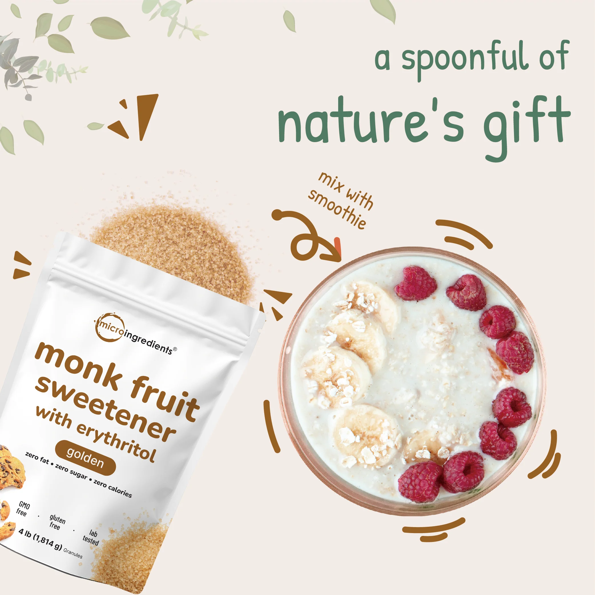 Micro Ingredients Golden Monk Fruit Sweetener with Erythritol - Image 6