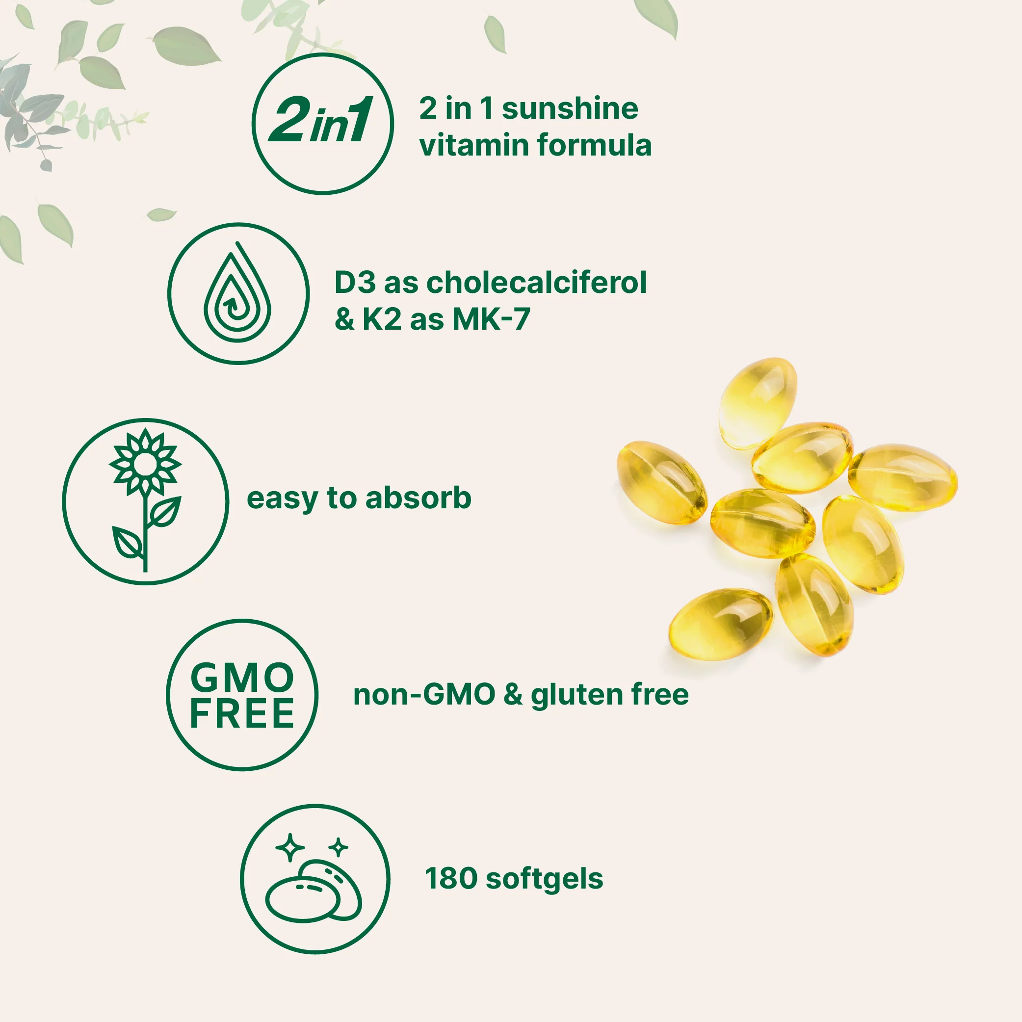 Micro Ingredients Vitamin D3 K2 Softgels 5000IU - Image 6