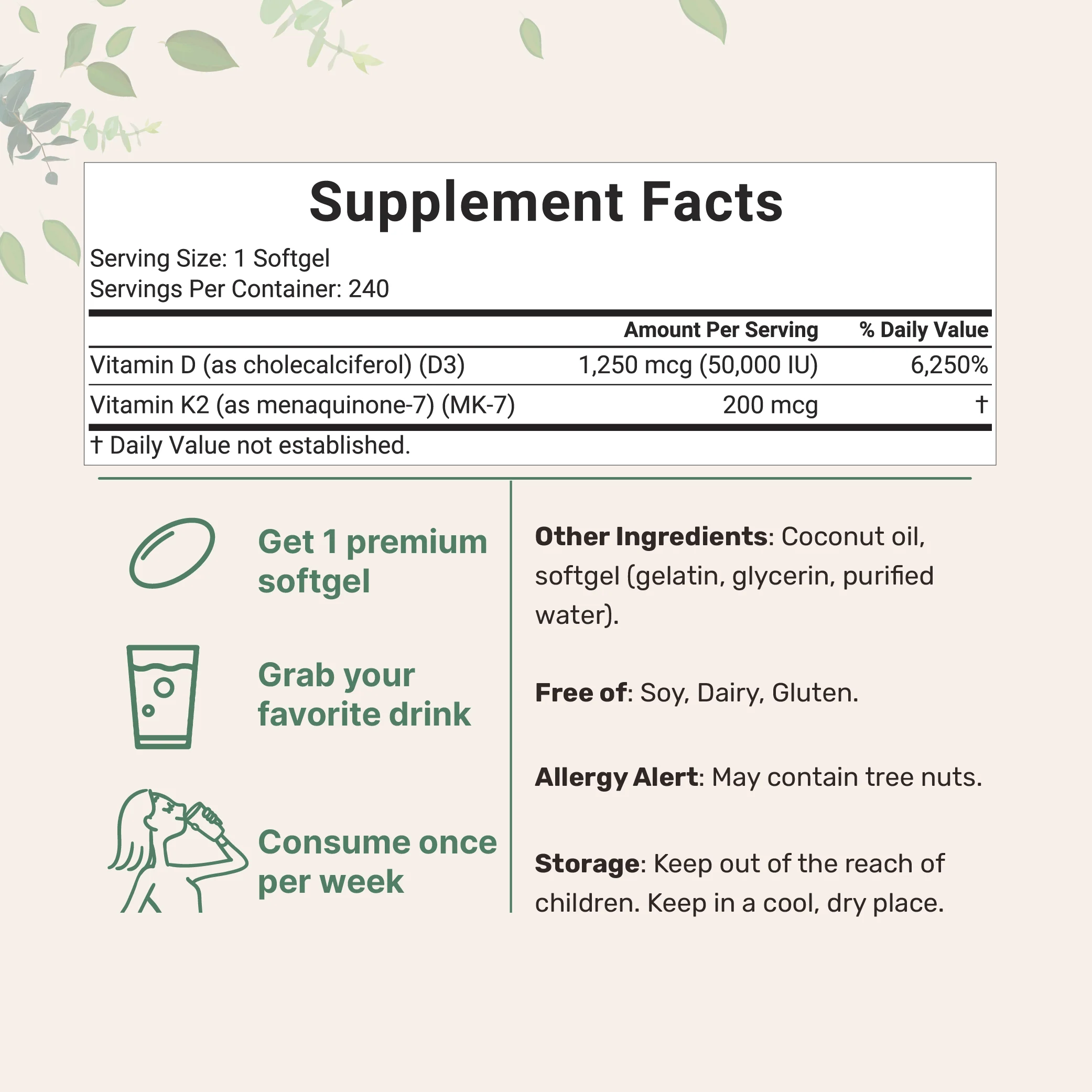 Micro Ingredients Vitamin D3 K2 Supplement Softgels - Image 9