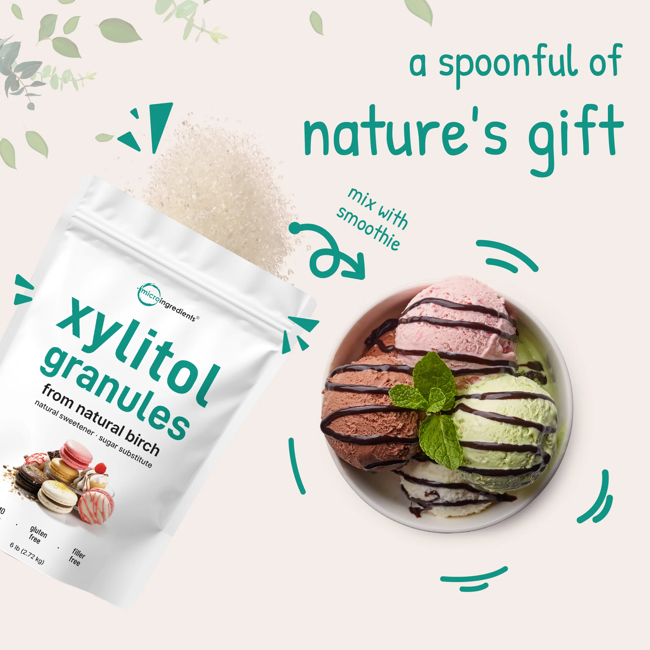 Micro Ingredients Xylitol Sweetener Granules, 6lb - Image 5